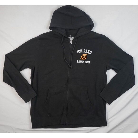 Naruto Shippuden Zip Up Hoodie Mens XL Ichiraku Ramen Hidden Leaf Village - Picture 1 of 8